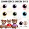 120pcs 20mm 3D Glitter Plastic Safety Eyes for Amigurumi, Crochet Dolls, and Stuffed Animals – 6 Colors with Washers